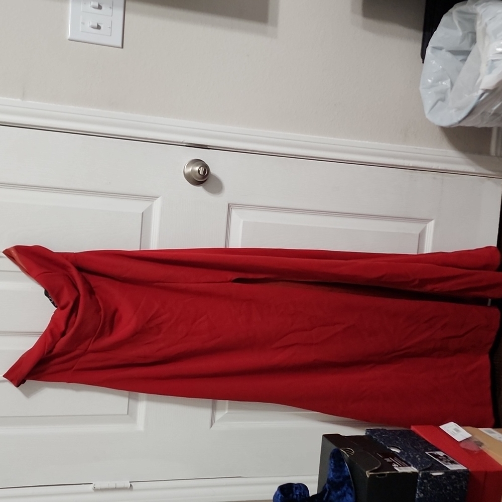 Lulu's Red Strapless Maxi Dress with Cowl Neck